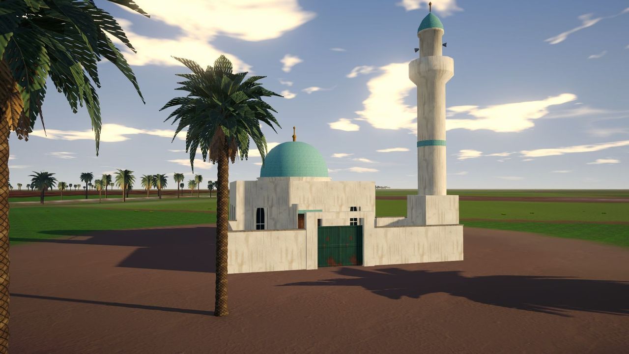 جامع القرية بقبته الزرقاء